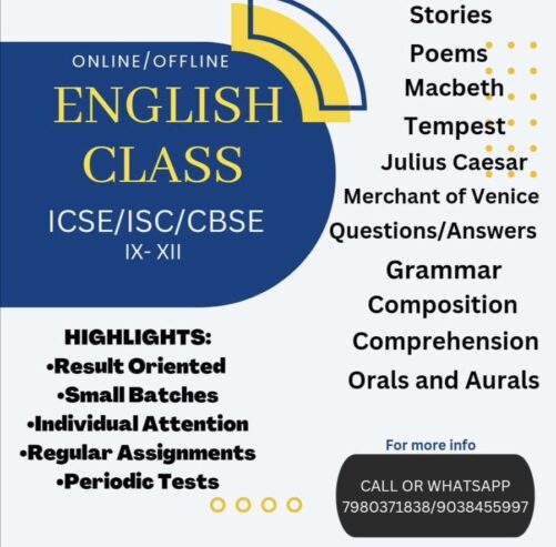 ENGLISH CLASS IX – X