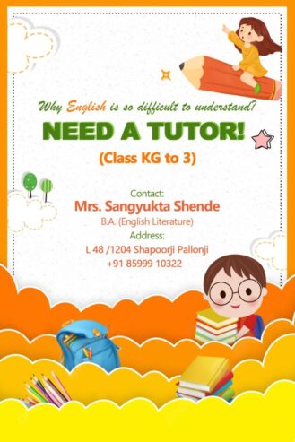 Home tuition for English from KG to class 3